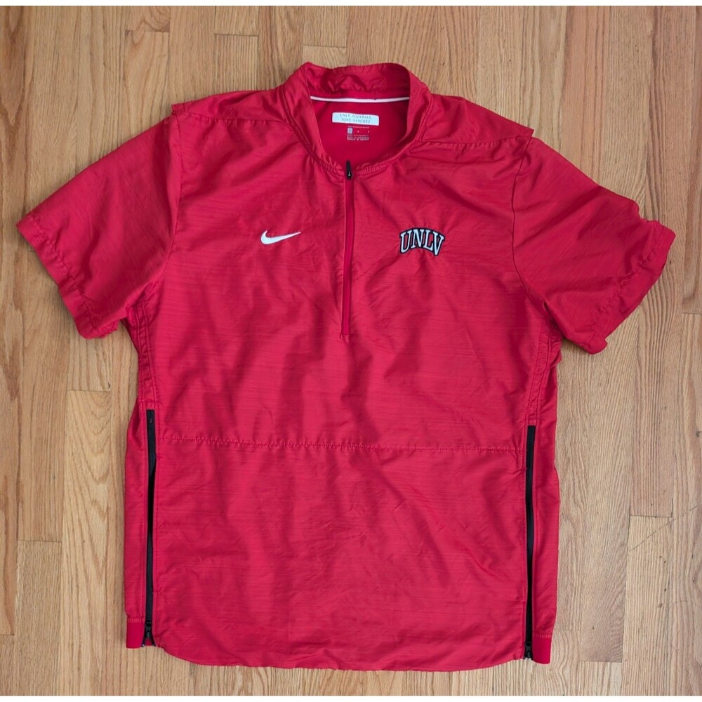 Nike UNLV 1/4 Zip Short Sleeve Pullover Warm Up Shirt Mens L Team Issued Sanchez